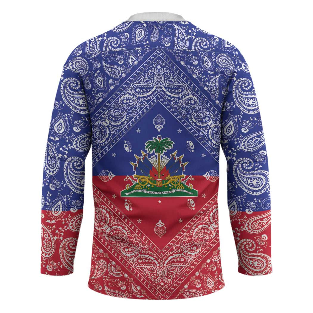 Haiti Paisley Hockey Jersey Haitian Flag Bandana Style - Wonder Print Shop