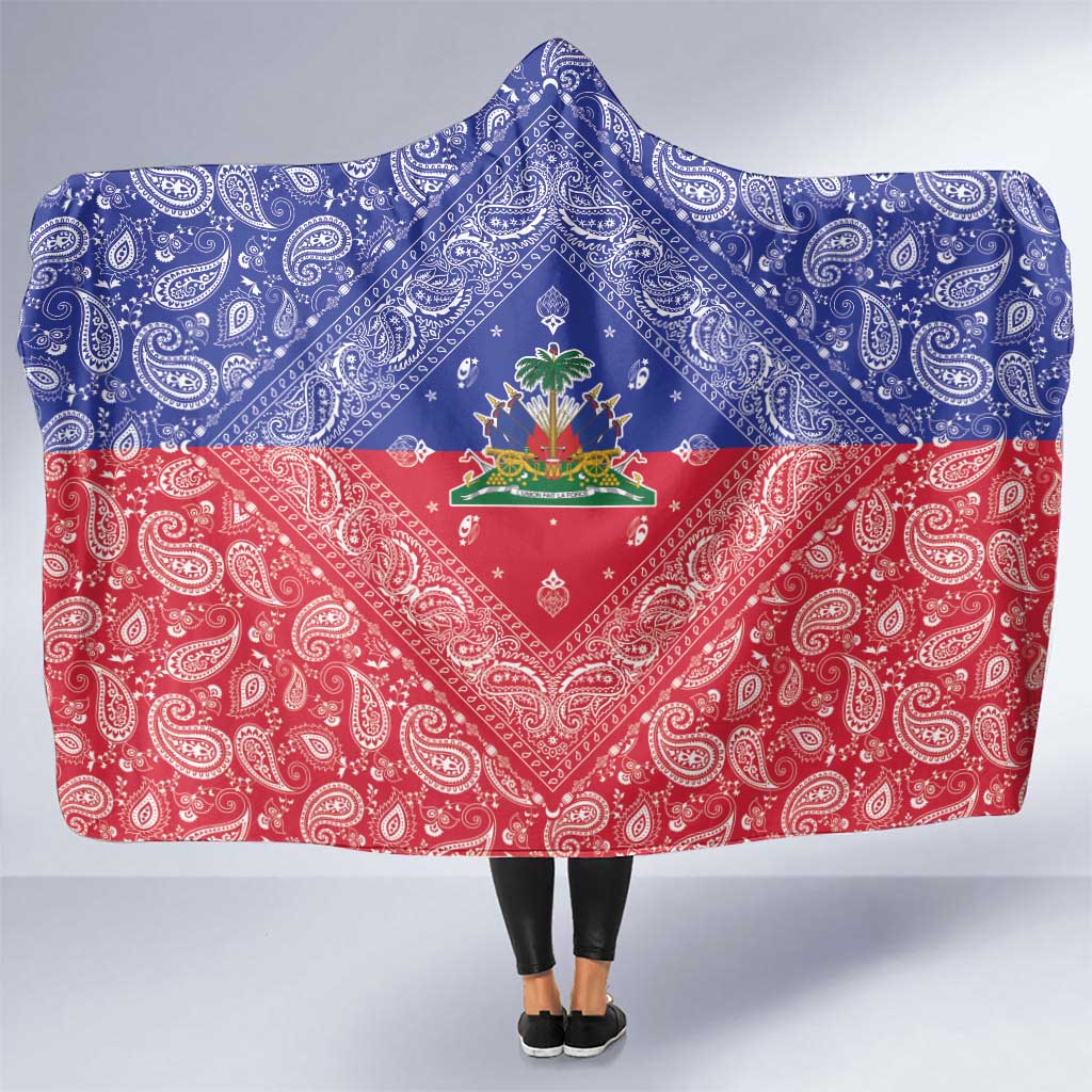 Haiti Paisley Hooded Blanket Haitian Flag Bandana Style - Wonder Print Shop