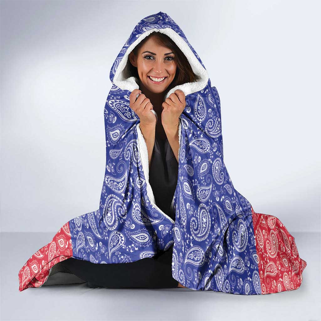 Haiti Paisley Hooded Blanket Haitian Flag Bandana Style - Wonder Print Shop