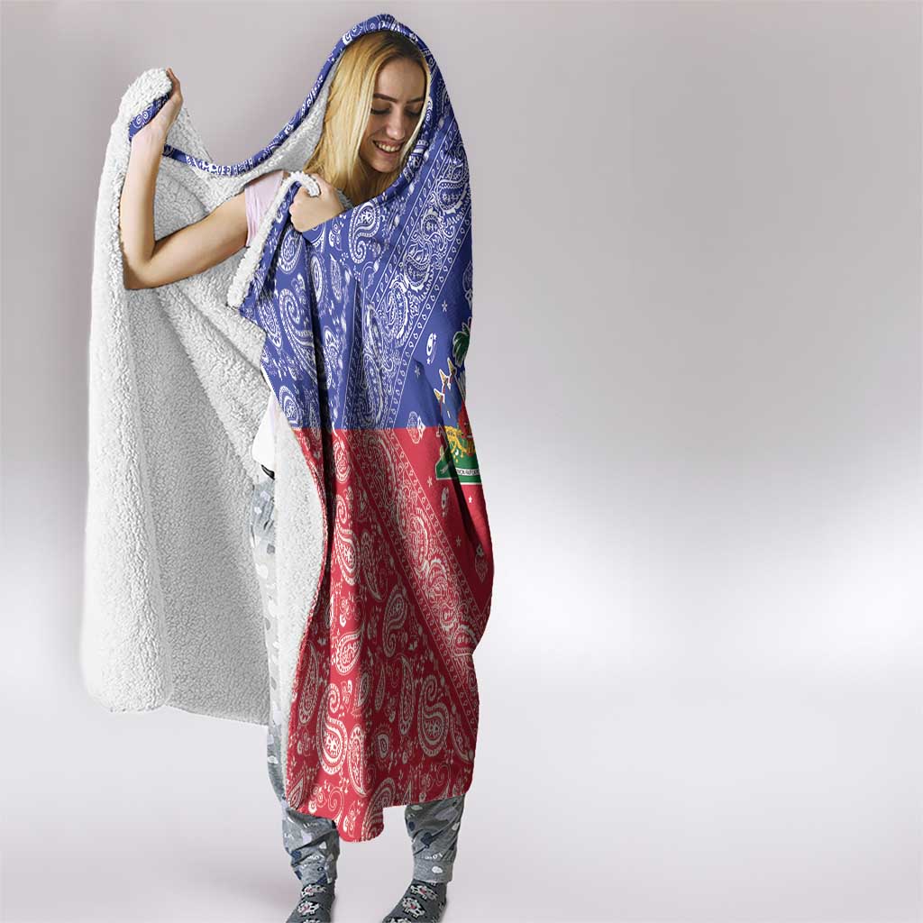 Haiti Paisley Hooded Blanket Haitian Flag Bandana Style - Wonder Print Shop
