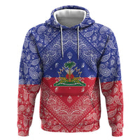 Haiti Paisley Hoodie Haitian Flag Bandana Style - Wonder Print Shop