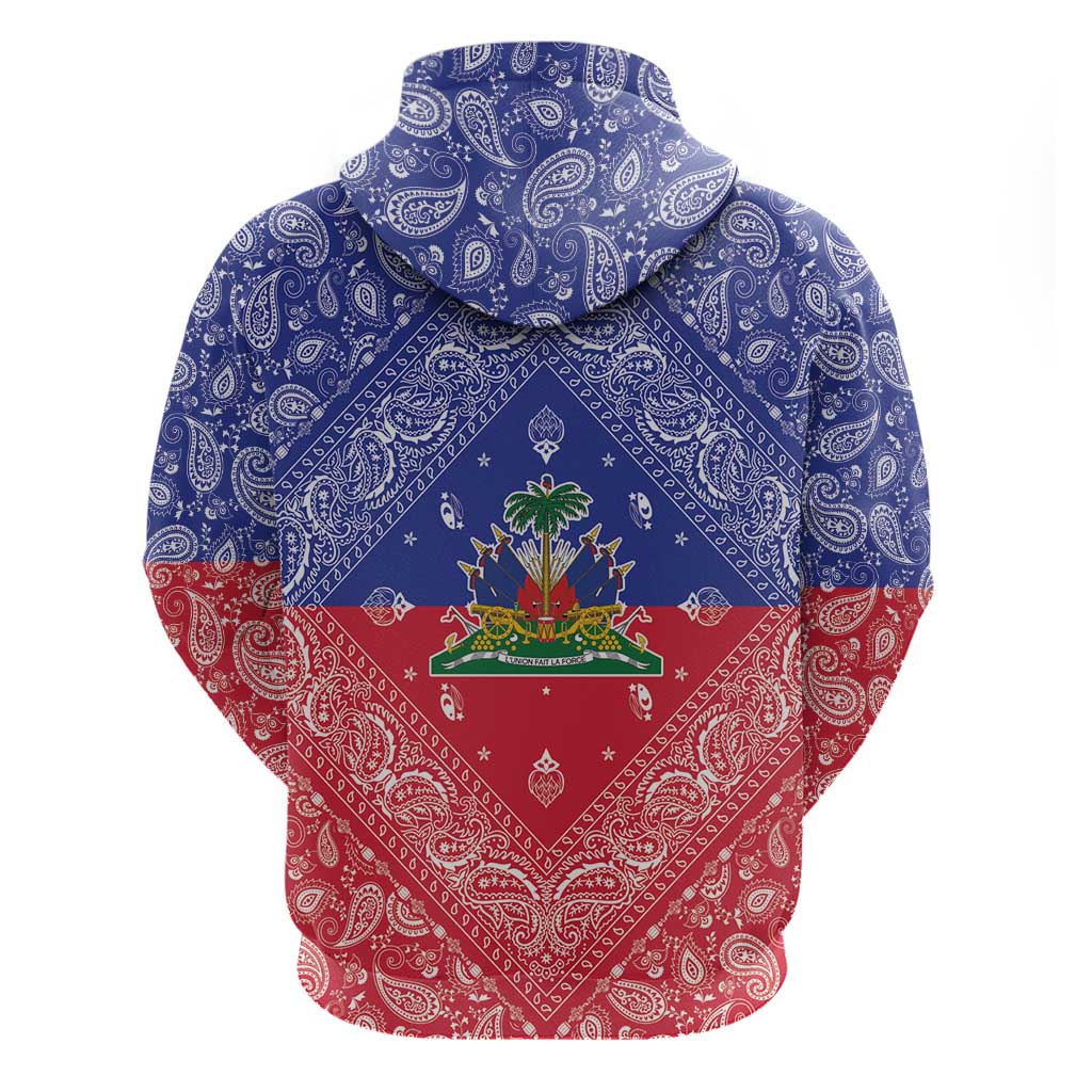 Haiti Paisley Hoodie Haitian Flag Bandana Style - Wonder Print Shop