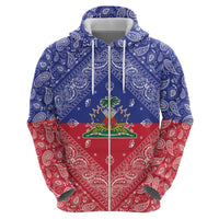 Haiti Paisley Hoodie Haitian Flag Bandana Style - Wonder Print Shop