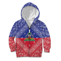 Haiti Paisley Kid Hoodie Haitian Flag Bandana Style - Wonder Print Shop