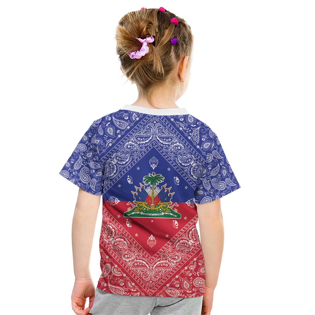 Haiti Paisley Kid T Shirt Haitian Flag Bandana Style - Wonder Print Shop