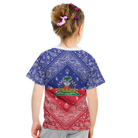 Haiti Paisley Kid T Shirt Haitian Flag Bandana Style - Wonder Print Shop