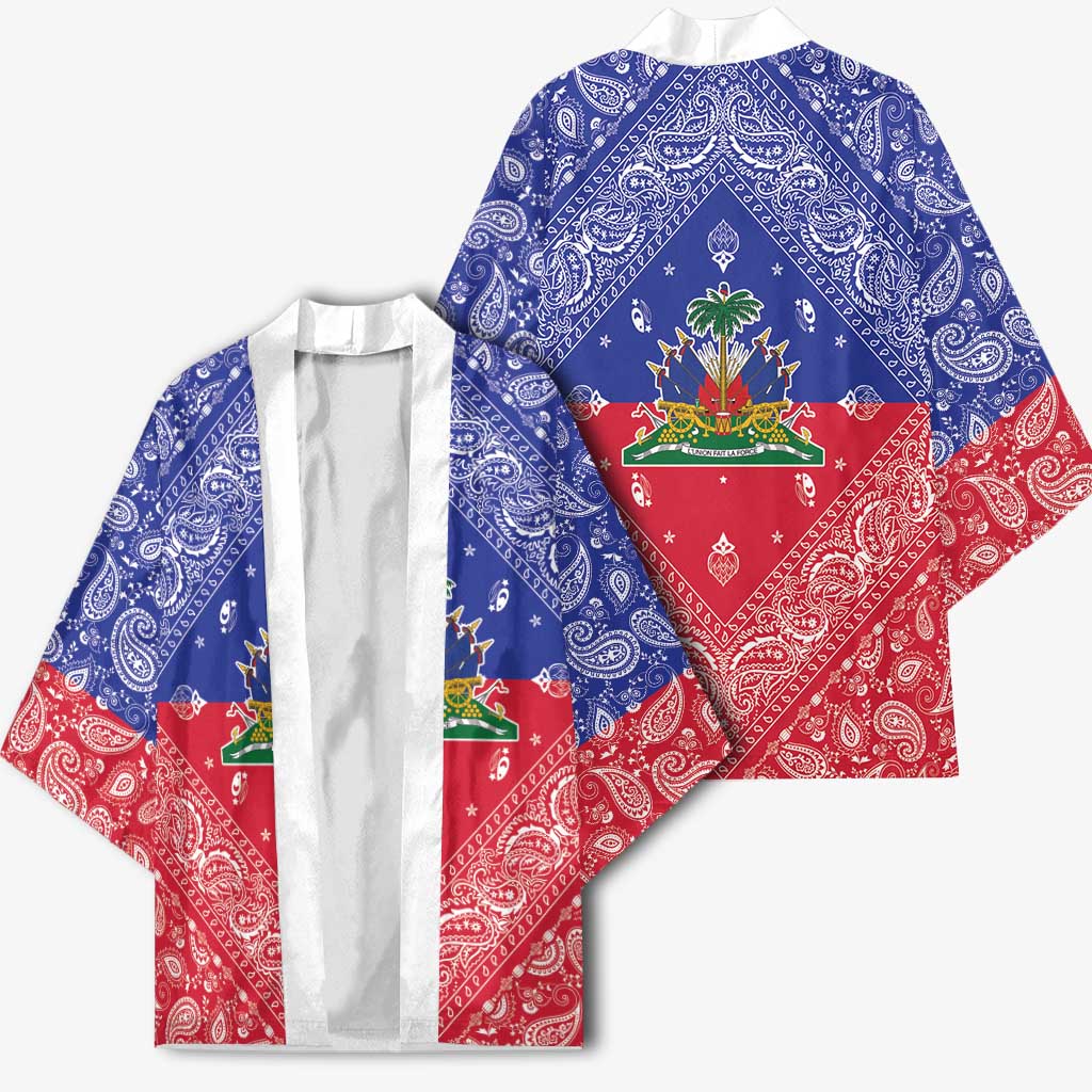 Haiti Paisley Kimono Haitian Flag Bandana Style - Wonder Print Shop