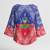 Haiti Paisley Kimono Sleeve Blouse Haitian Flag Bandana Style - Wonder Print Shop