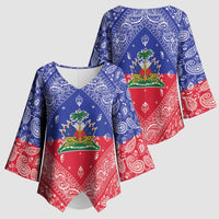 Haiti Paisley Kimono Sleeve Blouse Haitian Flag Bandana Style - Wonder Print Shop