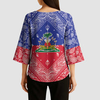 Haiti Paisley Kimono Sleeve Blouse Haitian Flag Bandana Style - Wonder Print Shop