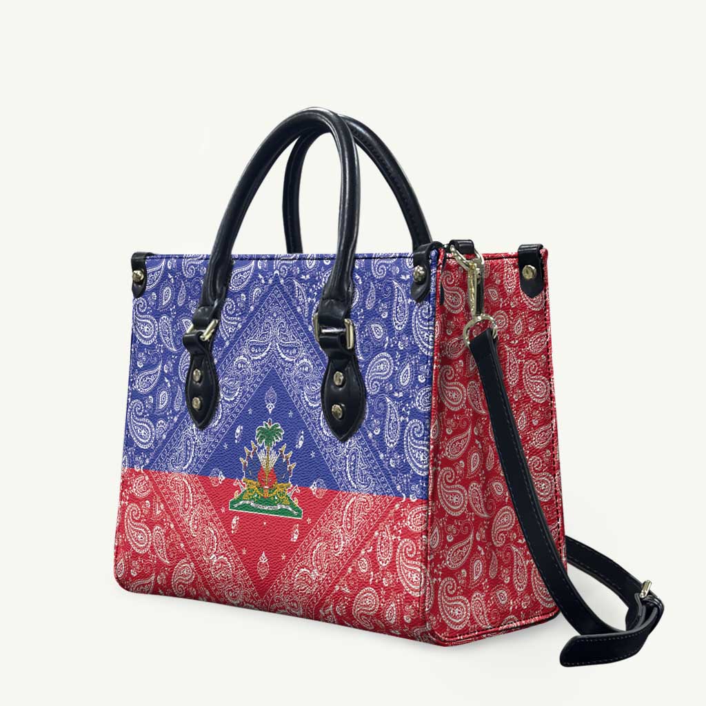 Haiti Paisley Leather Bag Haitian Flag Bandana Style - Wonder Print Shop
