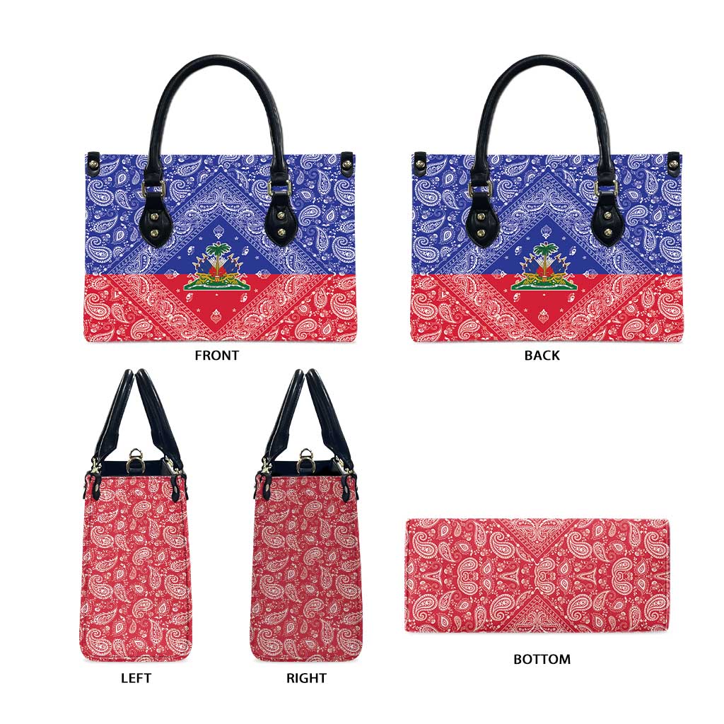 Haiti Paisley Leather Bag Haitian Flag Bandana Style - Wonder Print Shop