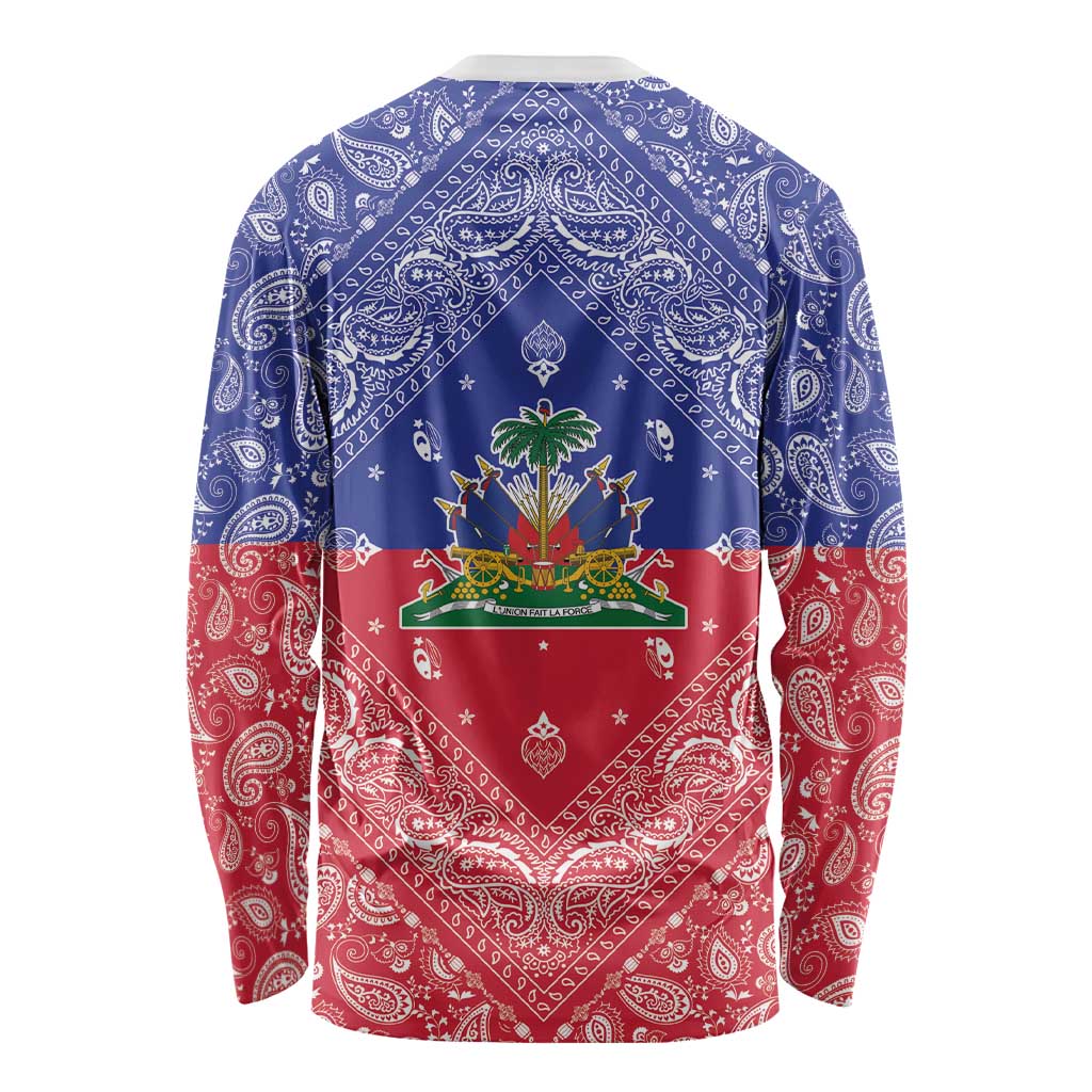 Haiti Paisley Long Sleeve Shirt Haitian Flag Bandana Style - Wonder Print Shop