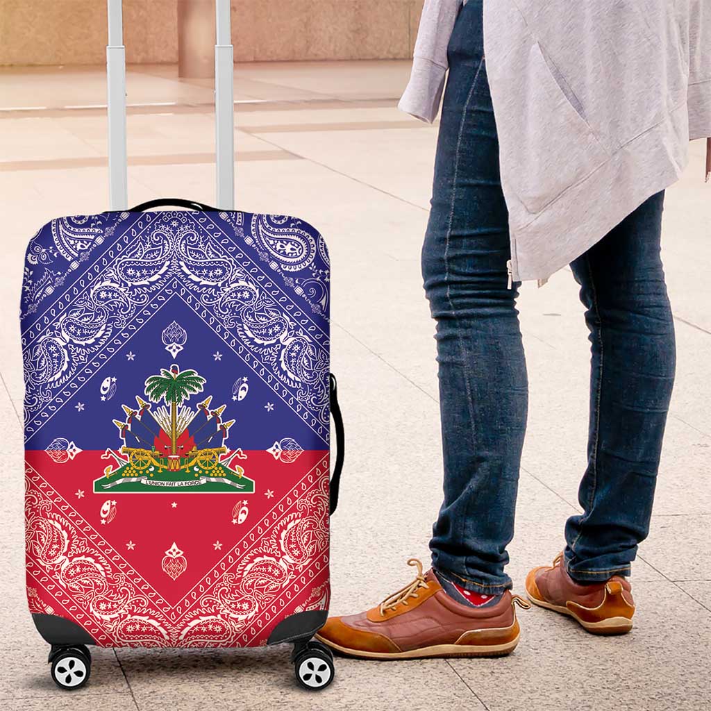 Haiti Paisley Luggage Cover Haitian Flag Bandana Style - Wonder Print Shop