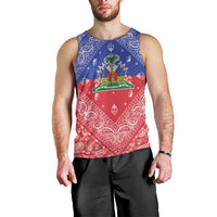 Haiti Paisley Men Tank Top Haitian Flag Bandana Style - Wonder Print Shop