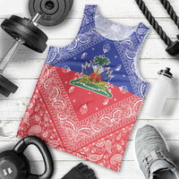 Haiti Paisley Men Tank Top Haitian Flag Bandana Style - Wonder Print Shop