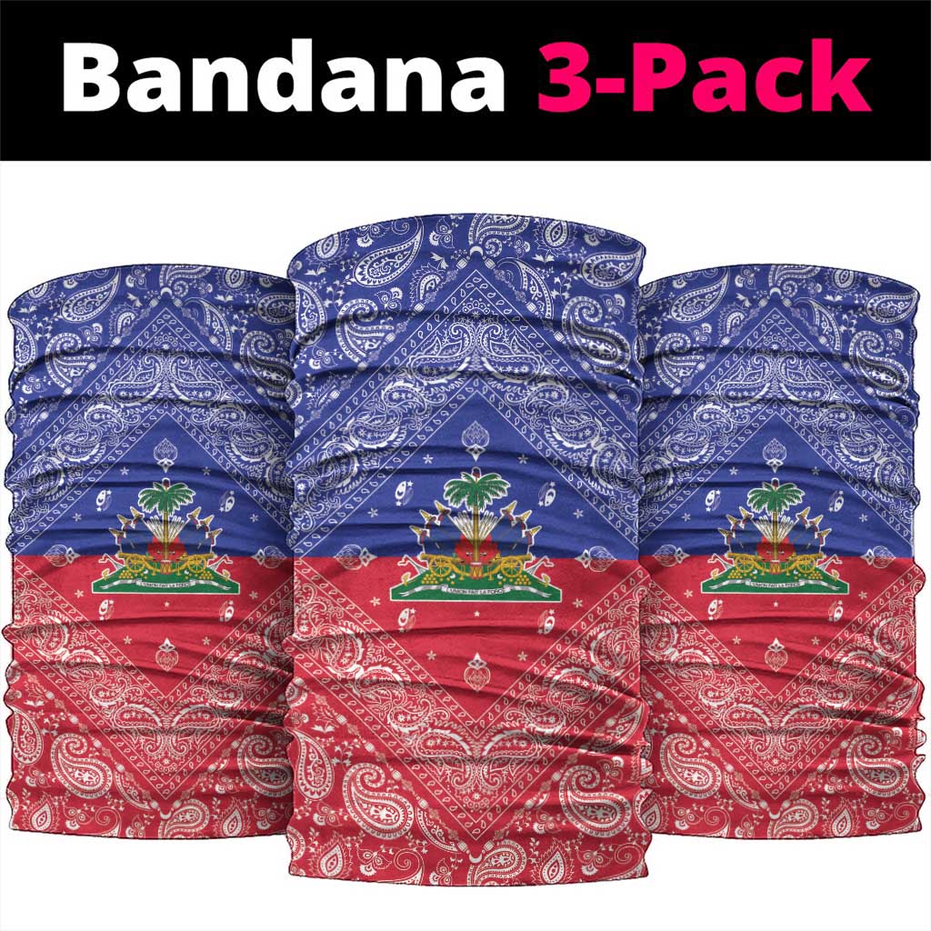 Haiti Paisley Neck Gaiter Haitian Flag Bandana Style - Wonder Print Shop