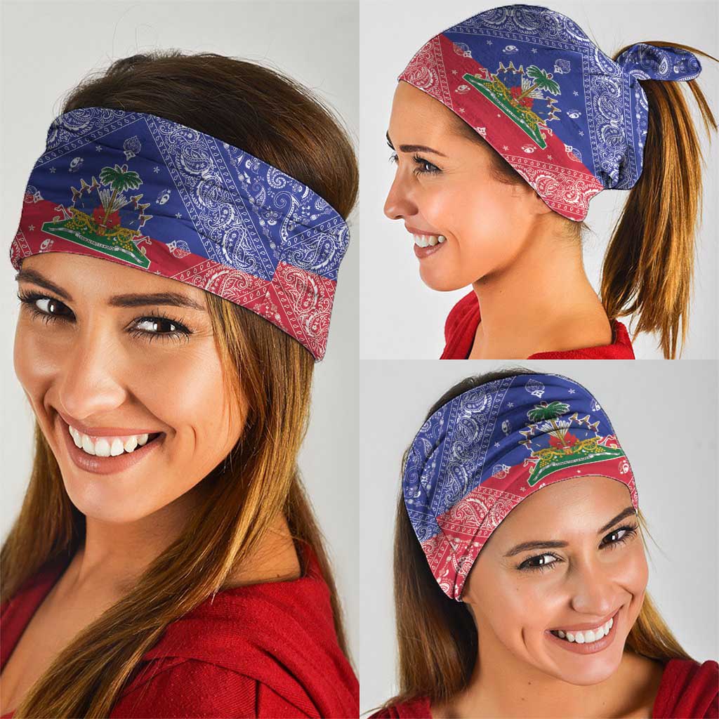 Haiti Paisley Neck Gaiter Haitian Flag Bandana Style - Wonder Print Shop