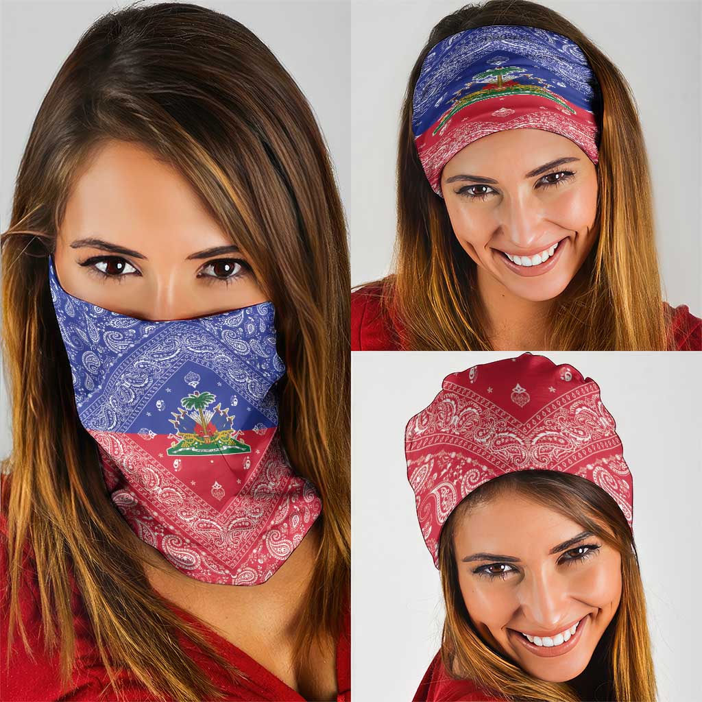 Haiti Paisley Neck Gaiter Haitian Flag Bandana Style - Wonder Print Shop
