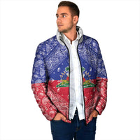 Haiti Paisley Padded Jacket Haitian Flag Bandana Style - Wonder Print Shop