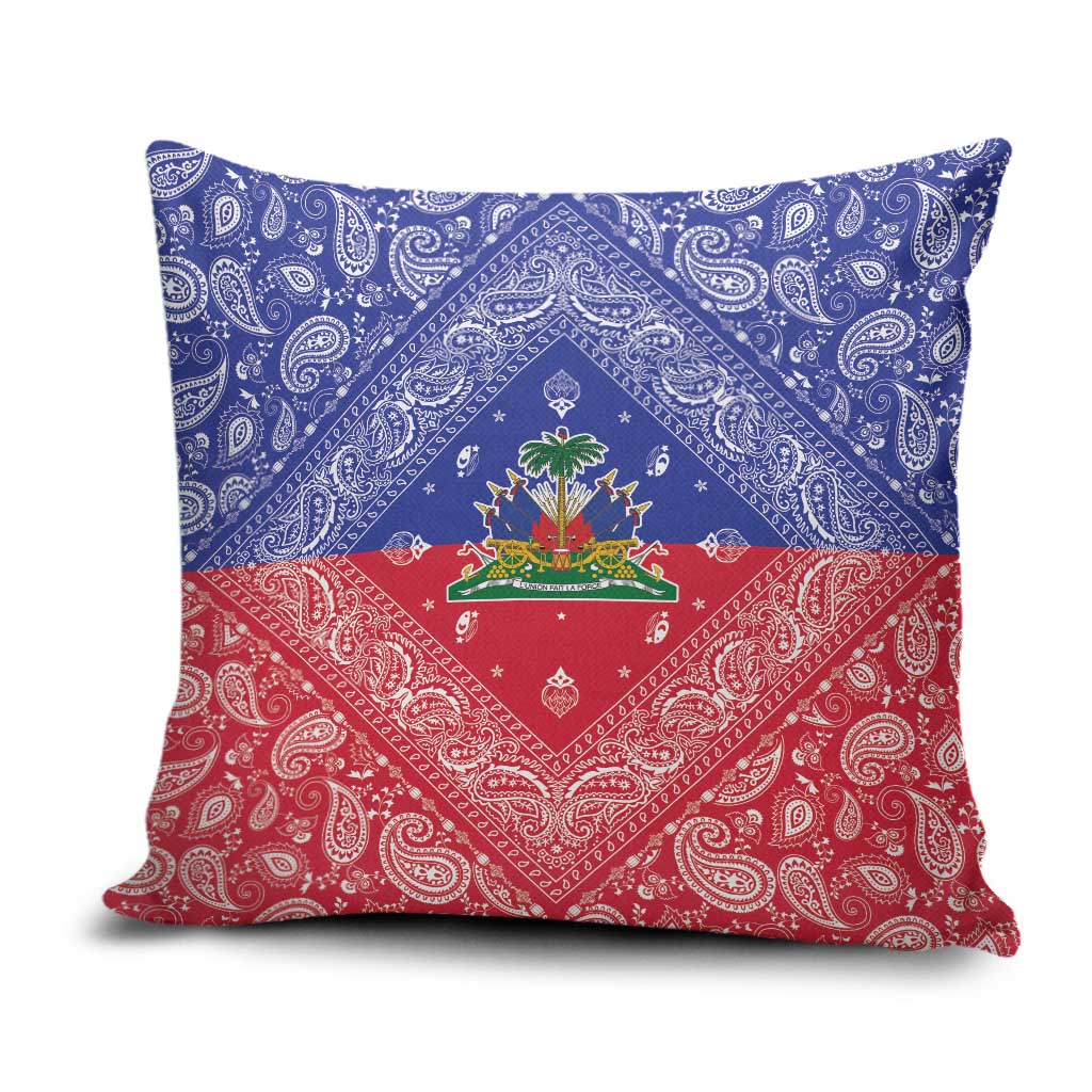 Haiti Paisley Pillow Cover Haitian Flag Bandana Style - Wonder Print Shop