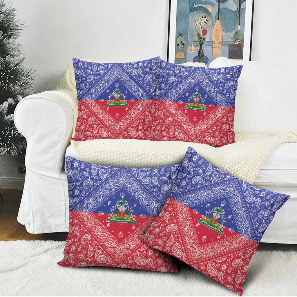 Haiti Paisley Pillow Cover Haitian Flag Bandana Style - Wonder Print Shop
