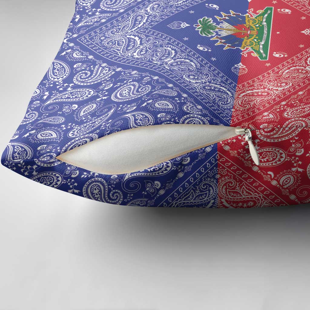 Haiti Paisley Pillow Cover Haitian Flag Bandana Style - Wonder Print Shop