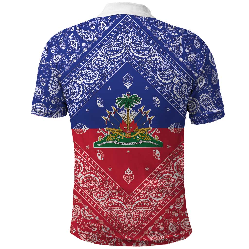 Haiti Paisley Polo Shirt Haitian Flag Bandana Style - Wonder Print Shop