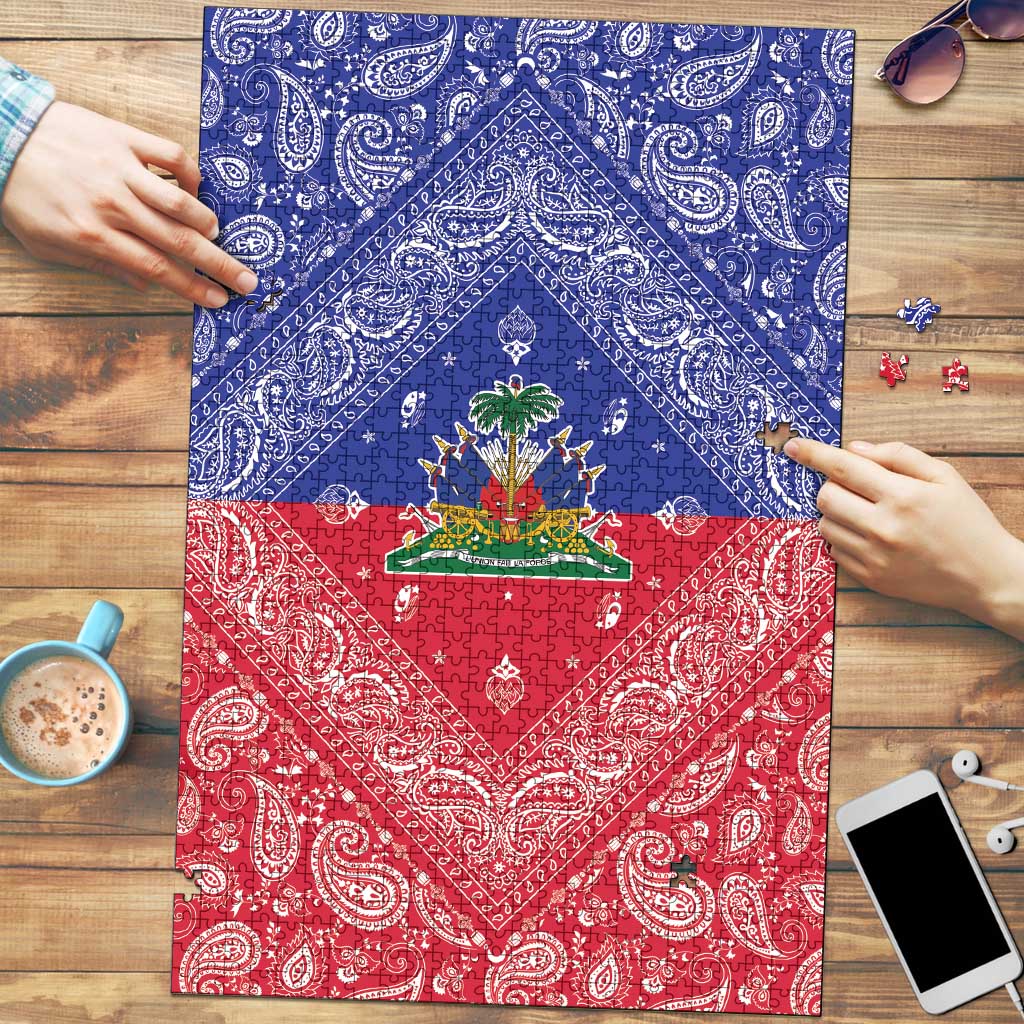 Haiti Paisley Puzzle Haitian Flag Bandana Style - Wonder Print Shop