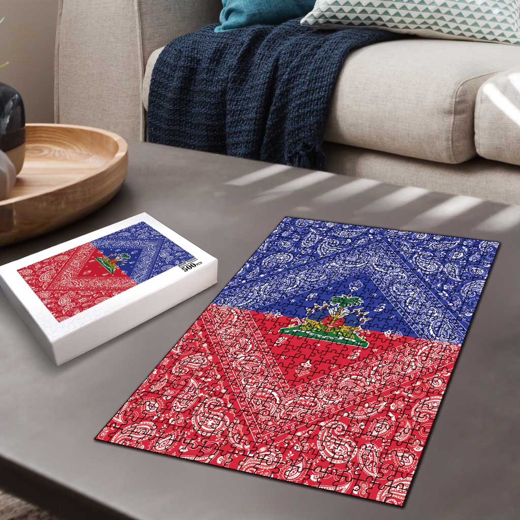 Haiti Paisley Puzzle Haitian Flag Bandana Style - Wonder Print Shop
