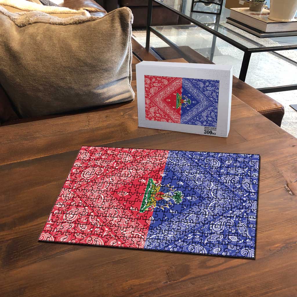Haiti Paisley Puzzle Haitian Flag Bandana Style - Wonder Print Shop