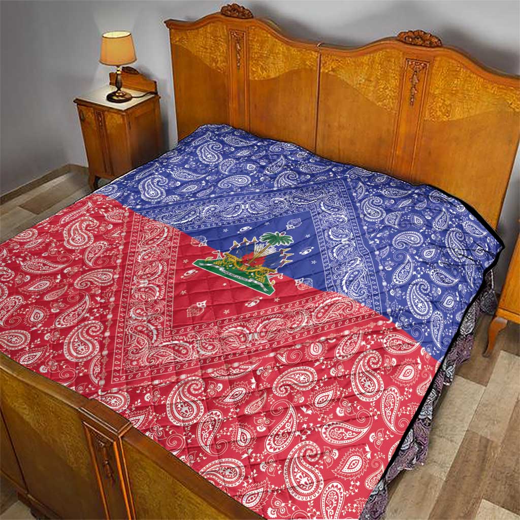 Haiti Paisley Quilt Haitian Flag Bandana Style - Wonder Print Shop