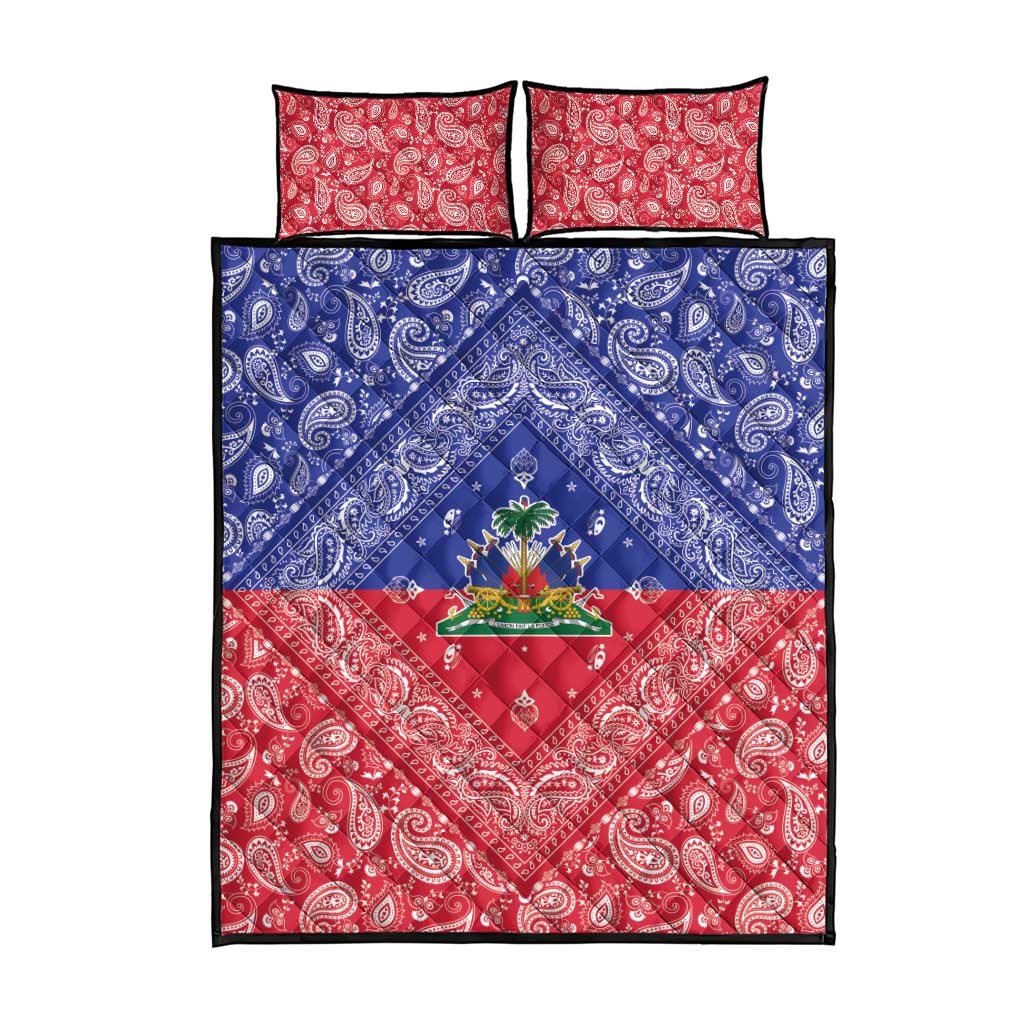 Haiti Paisley Quilt Bed Set Haitian Flag Bandana Style - Wonder Print Shop