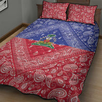 Haiti Paisley Quilt Bed Set Haitian Flag Bandana Style - Wonder Print Shop