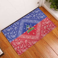 Haiti Paisley Rubber Doormat Haitian Flag Bandana Style - Wonder Print Shop