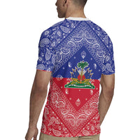 Haiti Paisley Rugby Jersey Haitian Flag Bandana Style - Wonder Print Shop