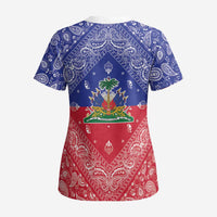 Haiti Paisley Scrub Top Haitian Flag Bandana Style - Wonder Print Shop