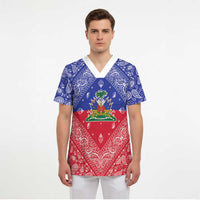 Haiti Paisley Scrub Top Haitian Flag Bandana Style - Wonder Print Shop