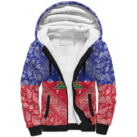 Haiti Paisley Sherpa Hoodie Haitian Flag Bandana Style - Wonder Print Shop