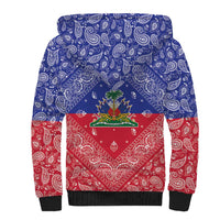 Haiti Paisley Sherpa Hoodie Haitian Flag Bandana Style - Wonder Print Shop