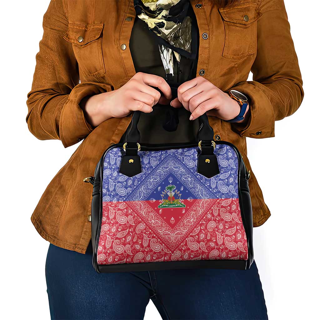 Haiti Paisley Shoulder Handbag Haitian Flag Bandana Style - Wonder Print Shop