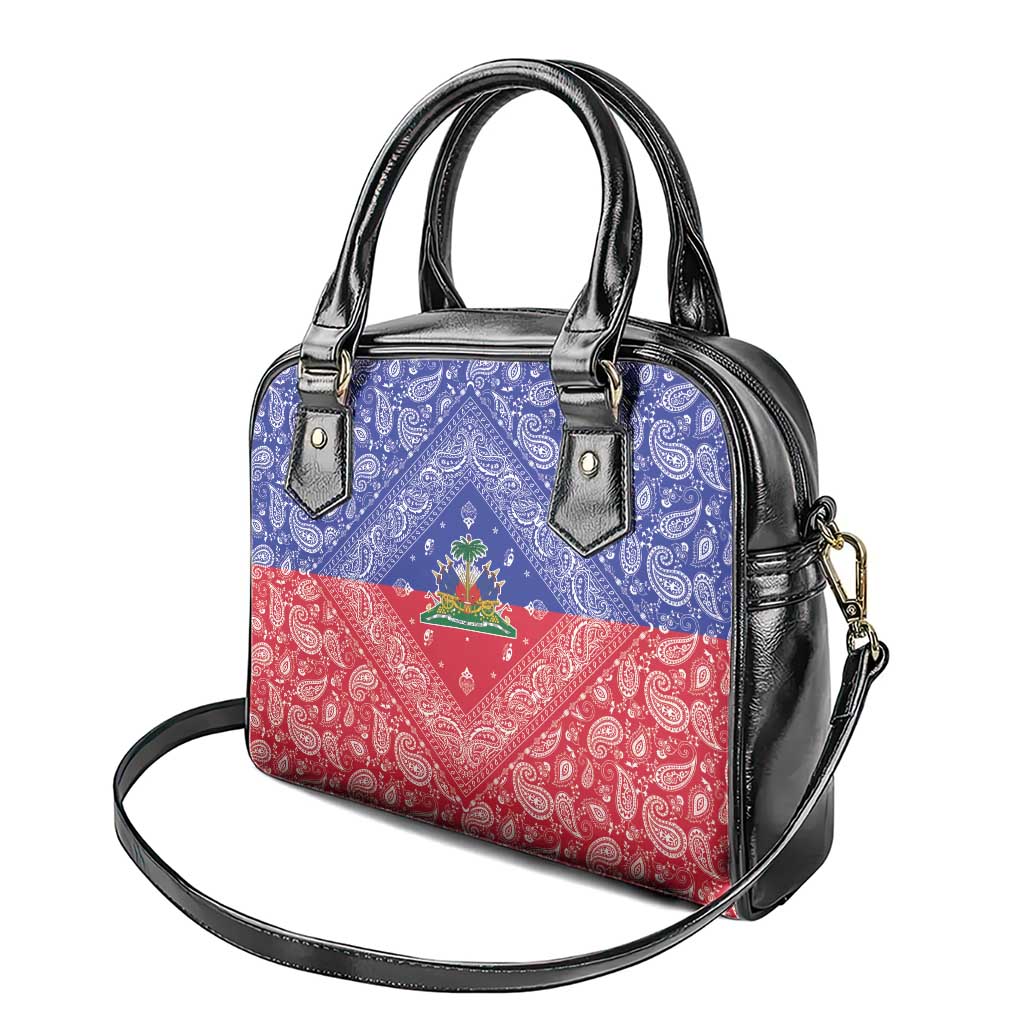 Haiti Paisley Shoulder Handbag Haitian Flag Bandana Style - Wonder Print Shop