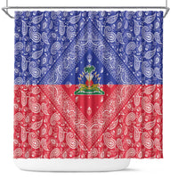 Haiti Paisley Shower Curtain Haitian Flag Bandana Style - Wonder Print Shop