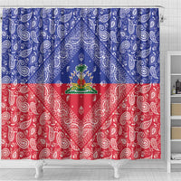 Haiti Paisley Shower Curtain Haitian Flag Bandana Style - Wonder Print Shop