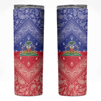 Haiti Paisley Skinny Tumbler Haitian Flag Bandana Style - Wonder Print Shop
