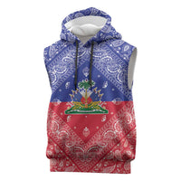 Haiti Paisley Sleeveless Hoodie Haitian Flag Bandana Style - Wonder Print Shop