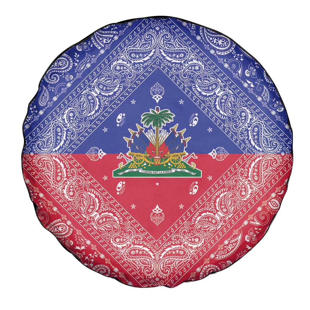 Haiti Paisley Spare Tire Cover Haitian Flag Bandana Style - Wonder Print Shop