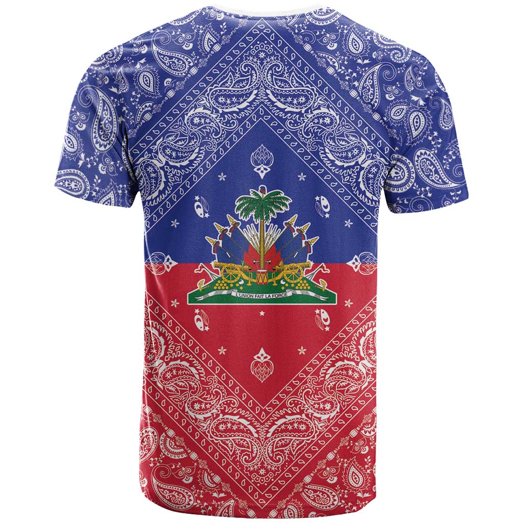 Haiti Paisley T Shirt Haitian Flag Bandana Style - Wonder Print Shop