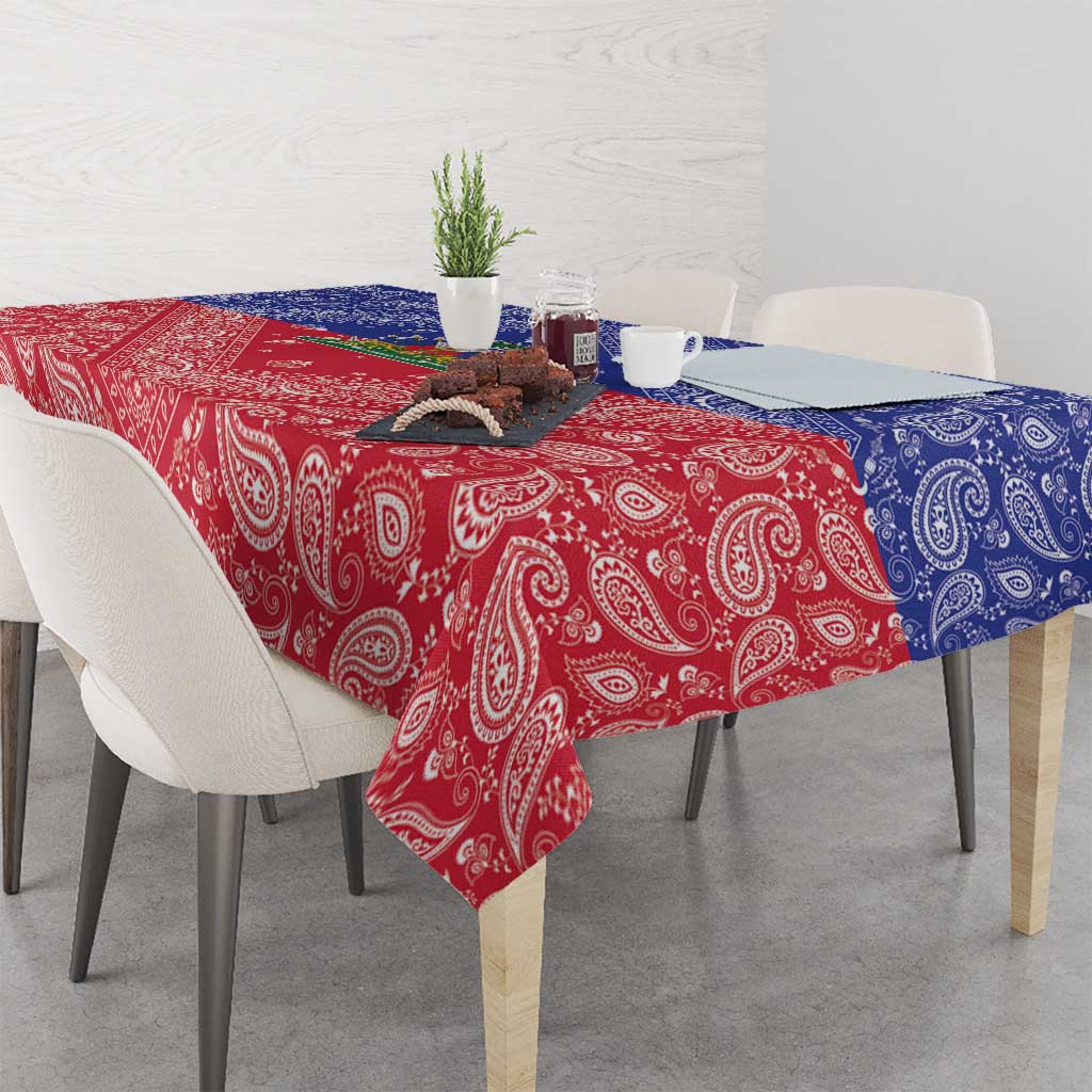 Haiti Paisley Tablecloth Haitian Flag Bandana Style - Wonder Print Shop