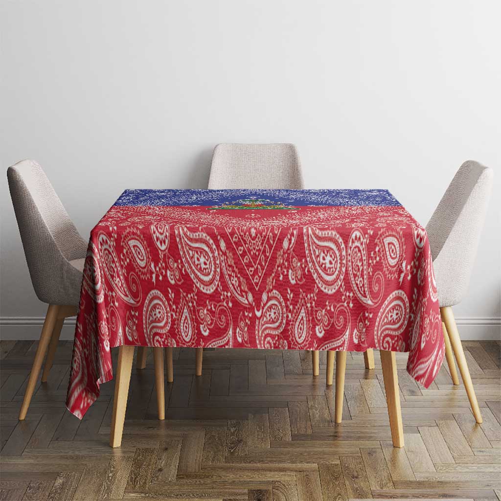 Haiti Paisley Tablecloth Haitian Flag Bandana Style - Wonder Print Shop